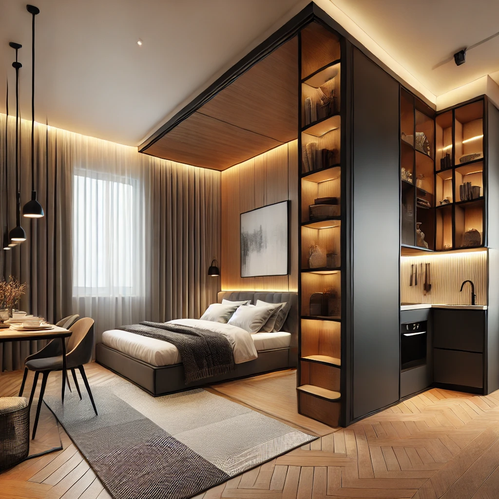 Quarto com cozinha integrada
