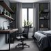 Home office integrado ao quarto masculino moderno
