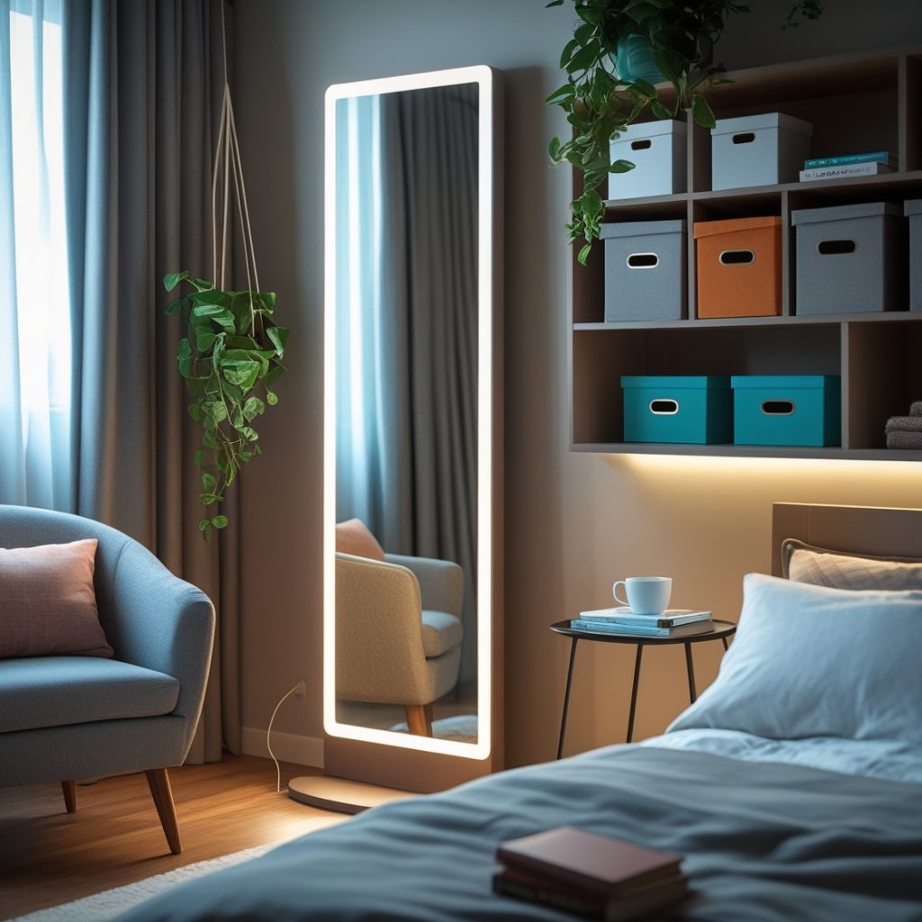 Quarto moderno feminino para estudantes 