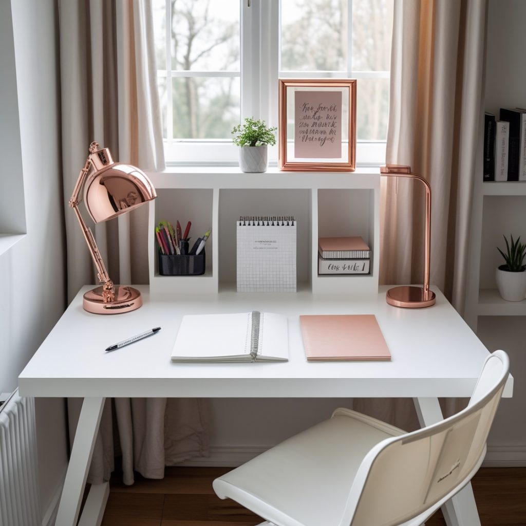 Quarto moderno feminino para estudantes 