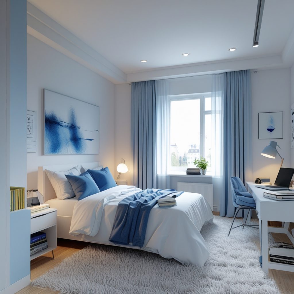 Quarto moderno masculino para estudantes 