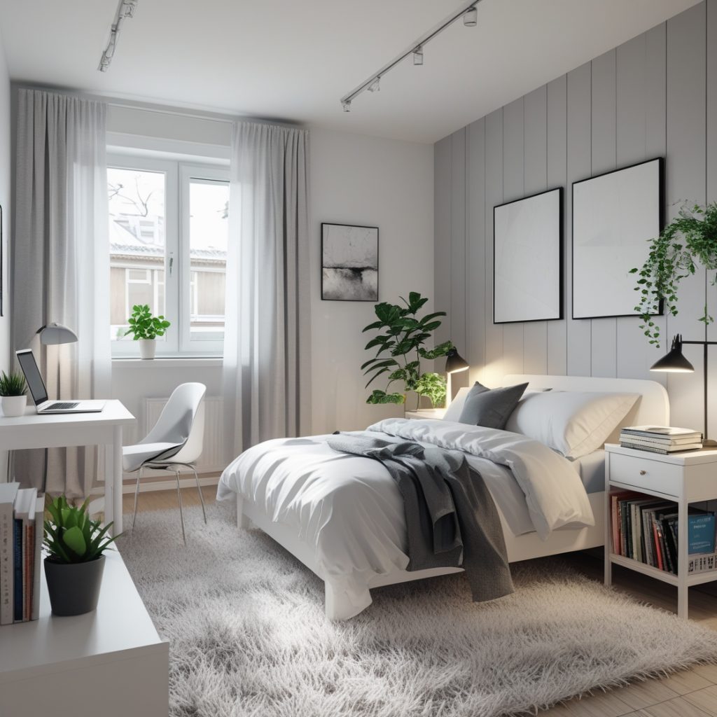 Quarto moderno masculino para estudantes 