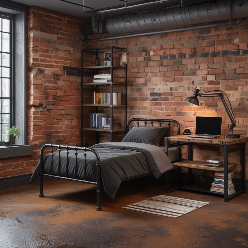 Quarto moderno masculino para estudantes (