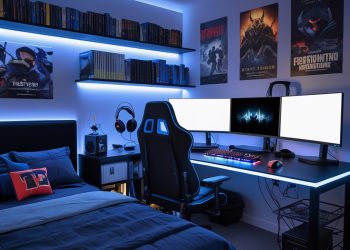 Quarto moderno masculino para estudantes