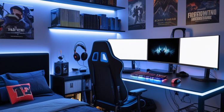 Quarto moderno masculino para estudantes