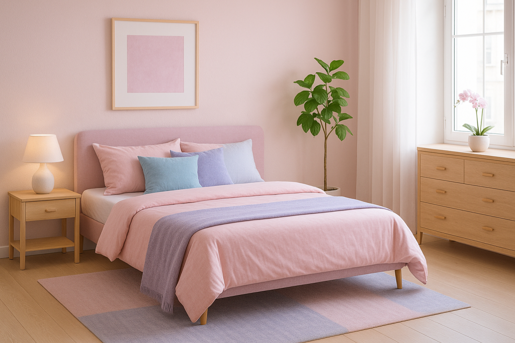 Decoração feminina em tons pastel 