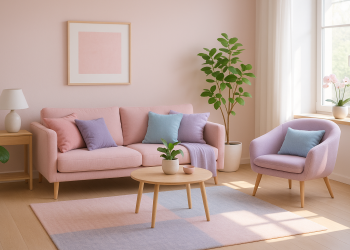 Decoração feminina em tons pastel