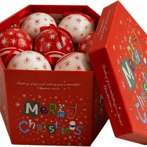14 Bolas de Natal Premium Enfeite Decoração Vermelha eBranca