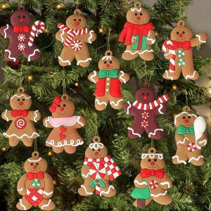 12 pecas ornamentos de homem de biscoito de gengibre para arvore de natal estatuetas de biscoito de gengibre de plastico sortido ornamentos para arvore de natal decoracoes penduradas de 7,6 cm de