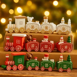 Mini Trem Natalino, Trenzinho Vagões Enfeite Natal, Brinquedo Presente