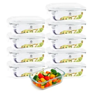 Kit 10 potes herméticos porta mantimentos 1040ml, pote de vidro com tampa